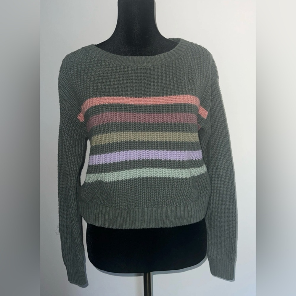Aeropostale Multicolor Striped Crew Neck Sweater